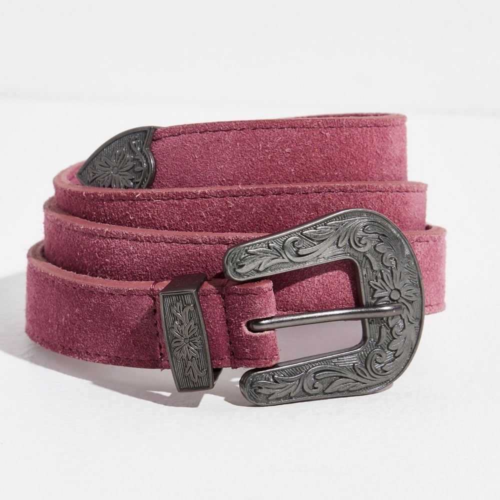 Free People Wildwood Suede Belt - Dusty rose